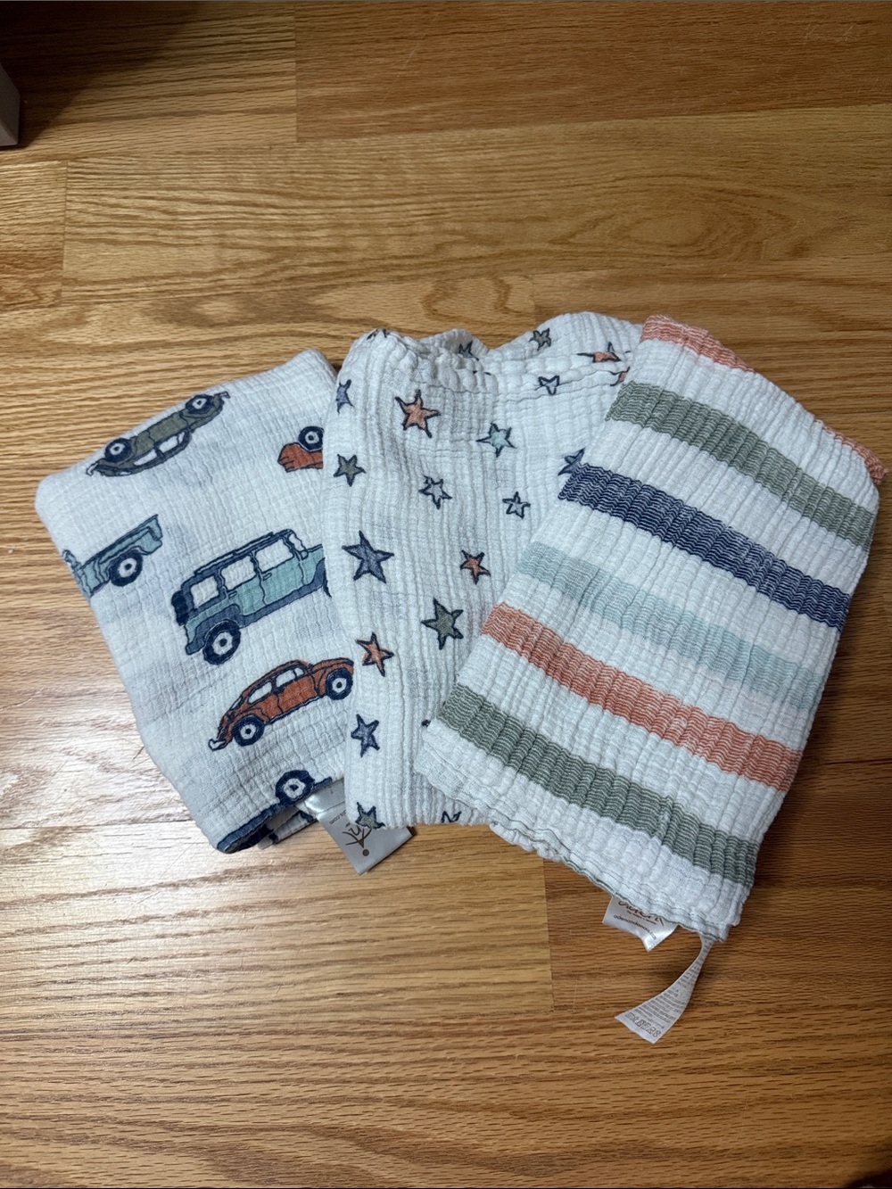 aden + anais Muslin Blanket Set - Cars, Stars & Stripes in Blue, Green, Rust